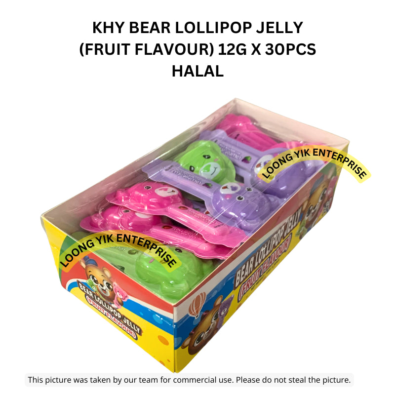 KHY BEAR LOLLIPOP JELLY (FRUIT FLAVOUR) 12G X 30PCS HALAL