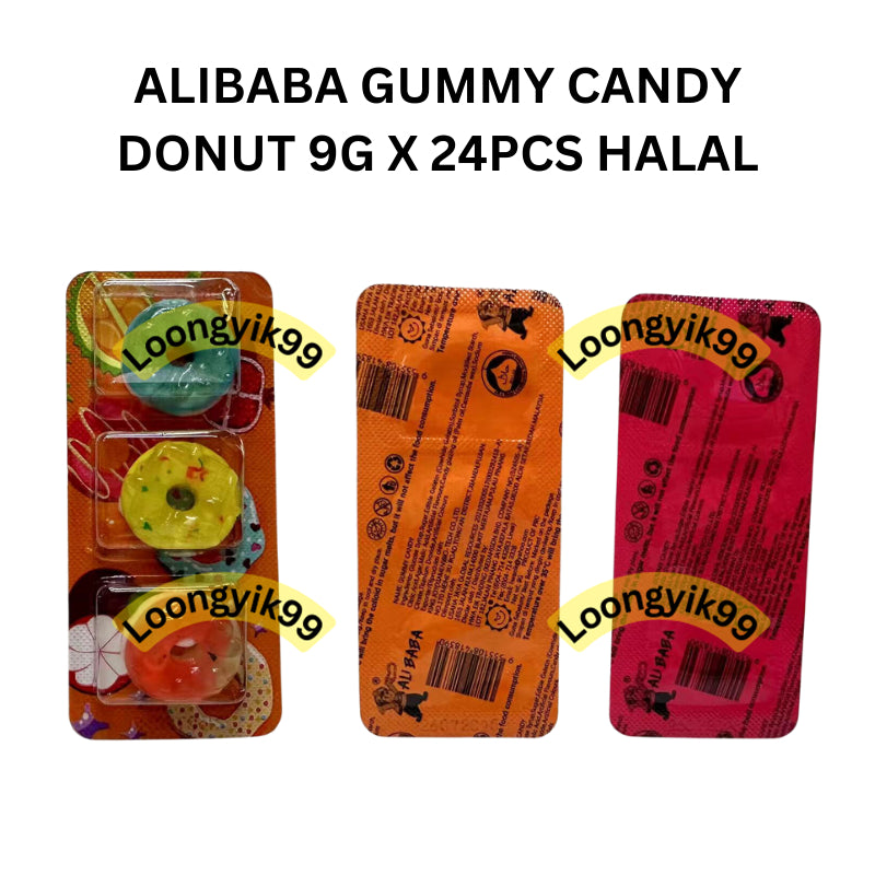 ALIBABA GUMMY CANDY DONUT 9G X 24PCS HALAL