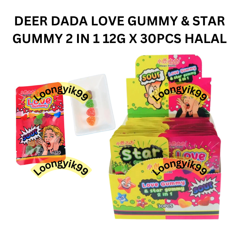 DEER DADA LOVEE GUMMY & STAR GUMMY 2 IN 1 12G X 30PCS HALAL