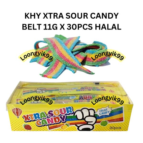 KHY XTRA SOUR CANDY BELT 11G X 30PCS HALAL