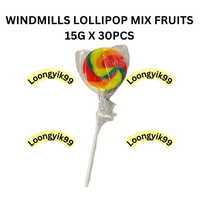 WINDMILLS LOLLIPOP MIX FRUITS 15G X 30PCS HALAL