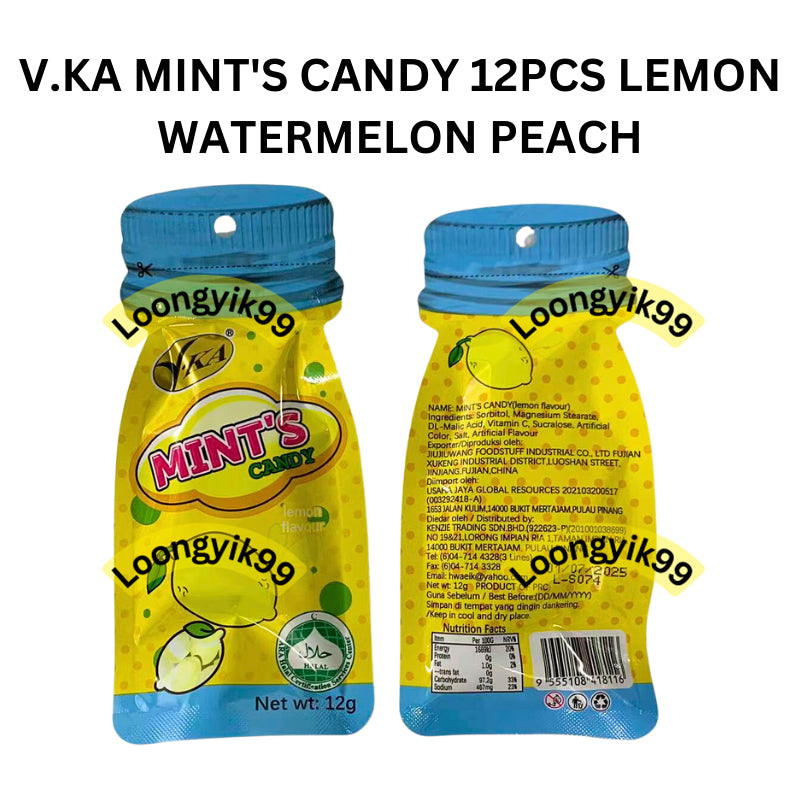 V.KA MINT'S CANDY 12PCS LEMON WATERMELON PEACH