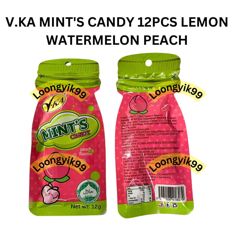 V.KA MINT'S CANDY 12PCS LEMON WATERMELON PEACH