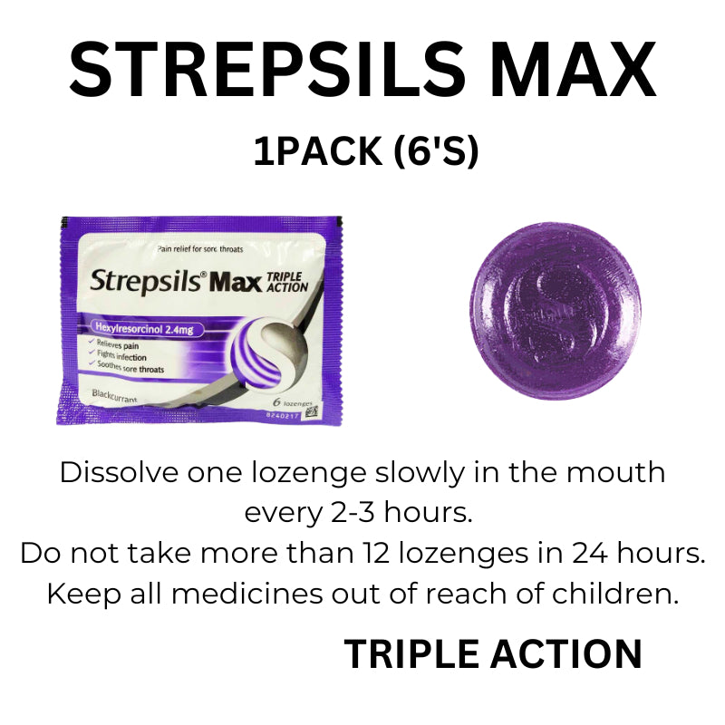 1Packet Strepsils Max Triple Action Blackcurrant (6's)