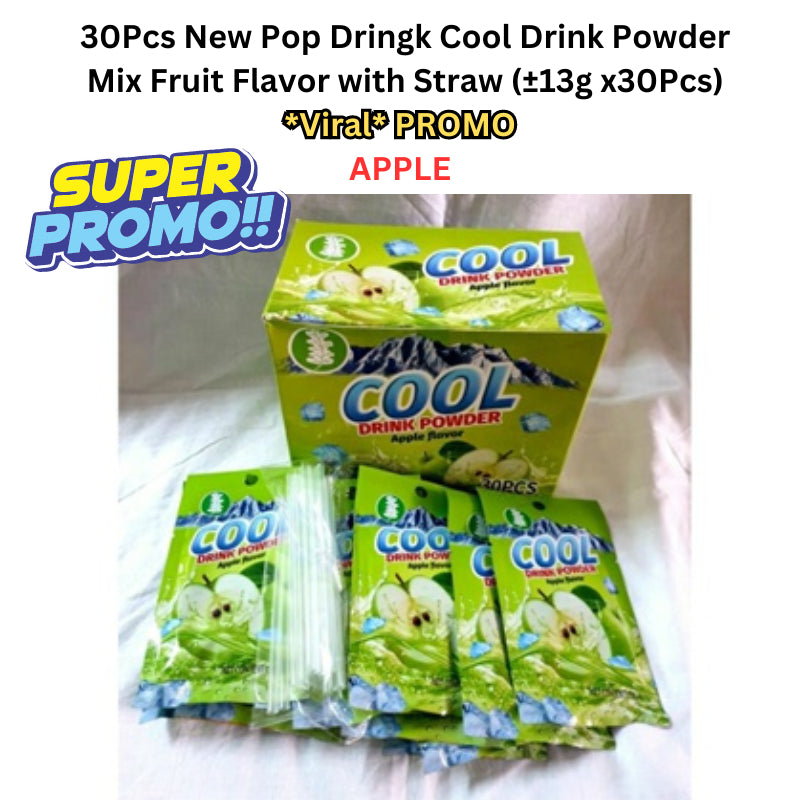 *Halal* PROMO 30Pcs New Pop Dringk Cool Drink Powder Mix Fruit Flavor with Straw (±13g x30Pcs)