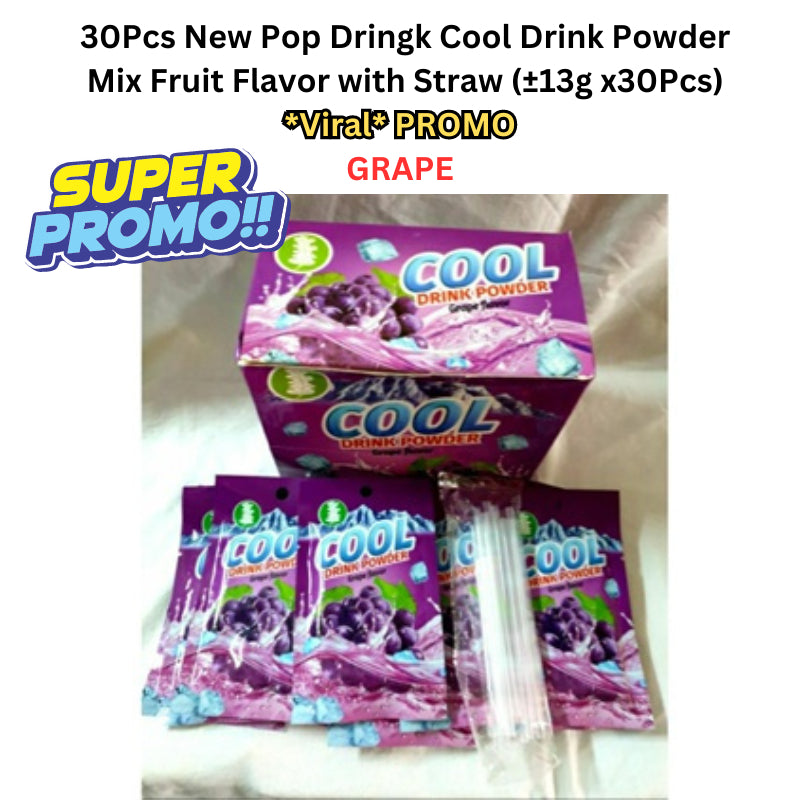 *Halal* PROMO 30Pcs New Pop Dringk Cool Drink Powder Mix Fruit Flavor with Straw (±13g x30Pcs)