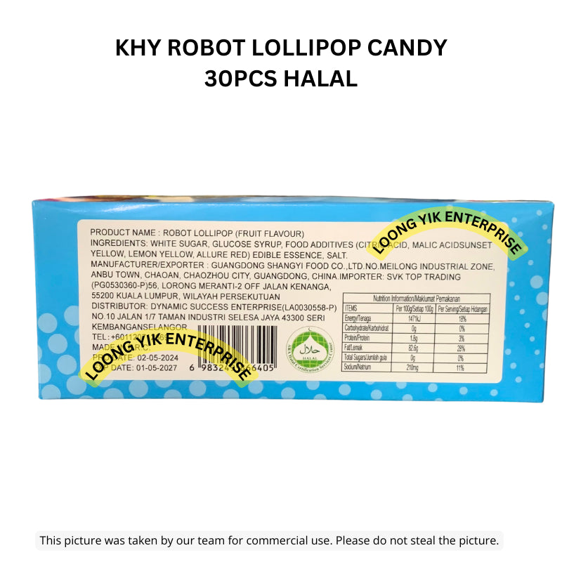 KHY ROBOT LOLLIPOP CANDY 30PCS HALAL