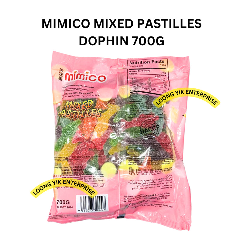 MIMICO MIXED PASTILLES GUMMY JELLY CANDY DOPHIN / STAR / HEART 700G