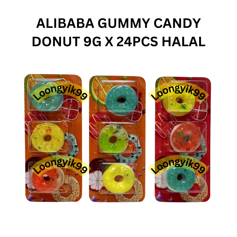 ALIBABA GUMMY CANDY DONUT 9G X 24PCS HALAL