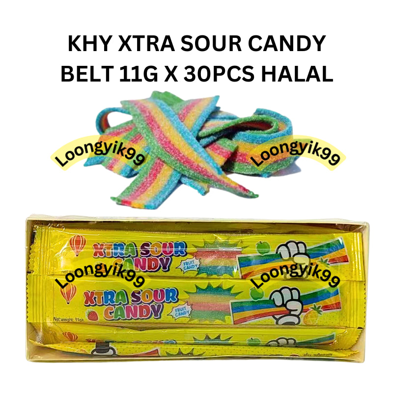 KHY XTRA SOUR CANDY BELT 11G X 30PCS HALAL