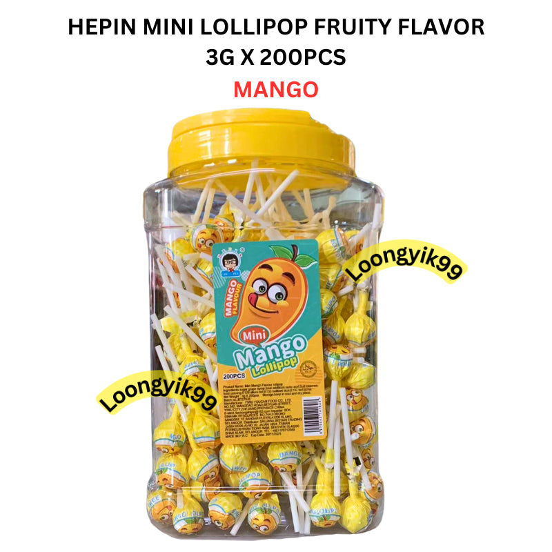 HEPIN MINI LOLLIPOP FRUITY FLAVOR 200PCS HALAL