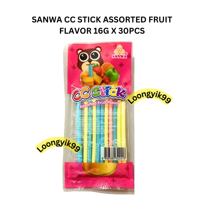 SANWA CC STICK ASSORTED FRUIT FLAVOR 16G X 30PCS HALAL