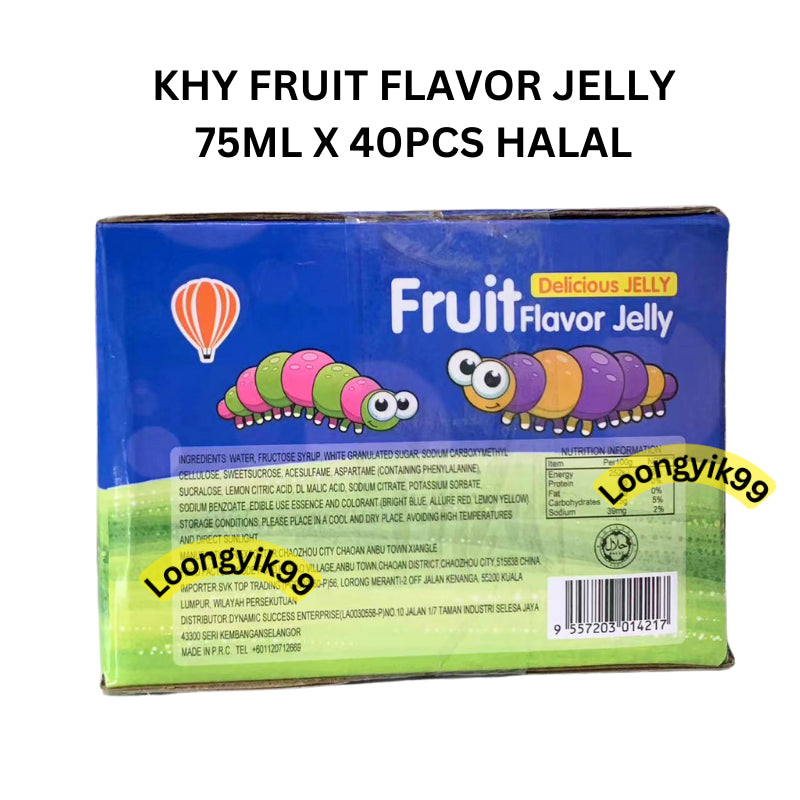 KHY FRUIT FLAVOR JELLY 75ML X 40PCS HALAL CATERPILLAR