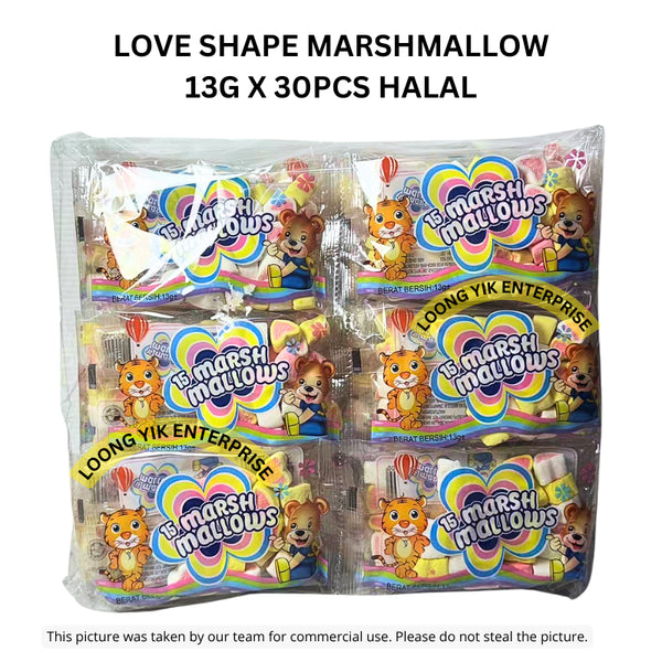 LOVE SHAPE MARSHMALLOW 13G X 30PCS HALAL