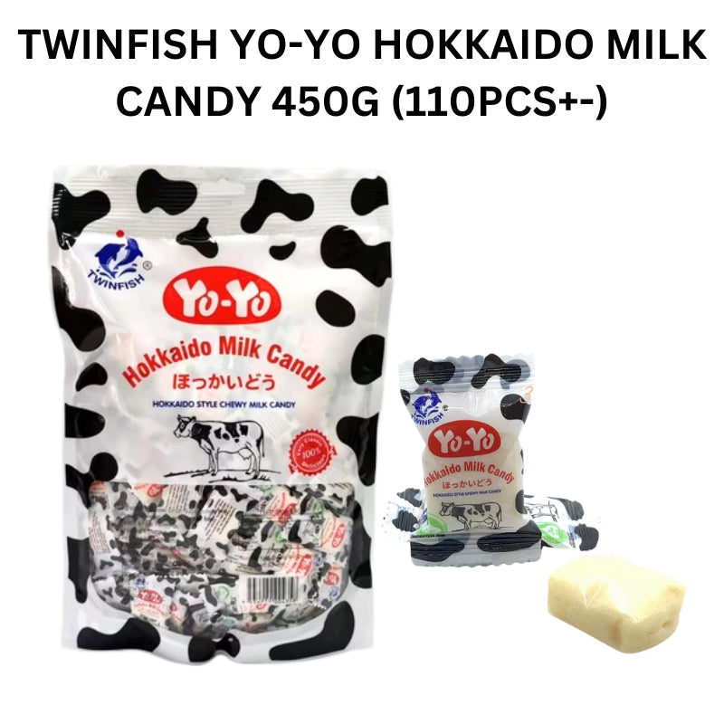 *Halal* 450G TWINFISH YO-YO HOKKAIDO MILK CANDY (110PCS+-)