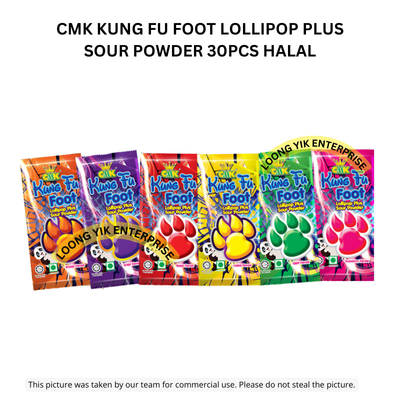 CMK KUNG FU FOOT LOLLIPOP PLUS SOUR POWDER 30PCS HALAL