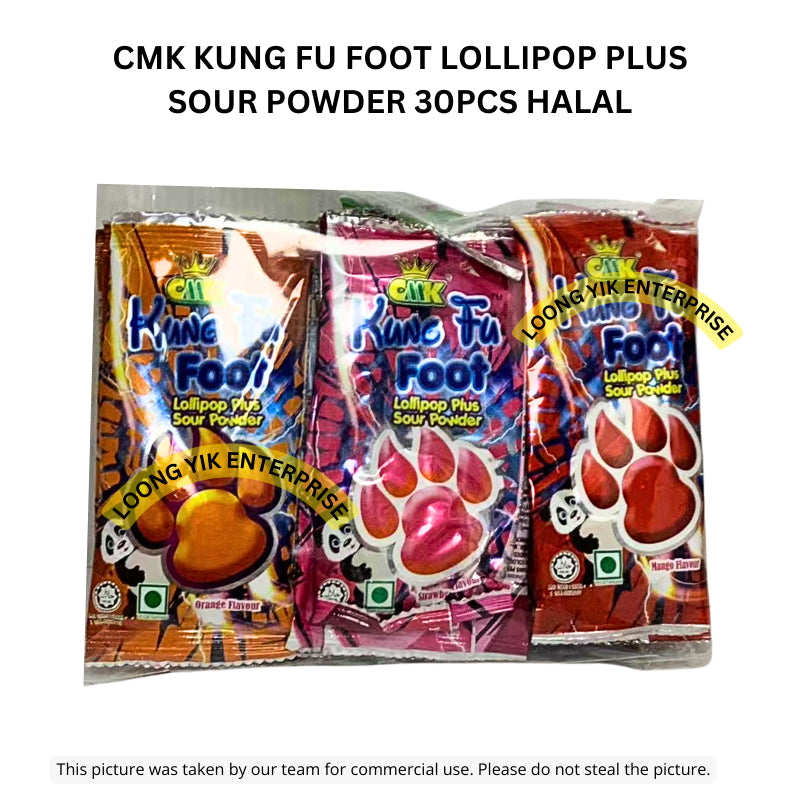 CMK KUNG FU FOOT LOLLIPOP PLUS SOUR POWDER 30PCS HALAL