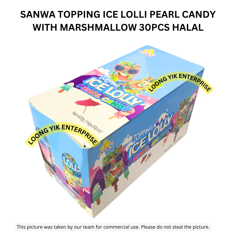 SANWA TOPPING ICE LOLLY PEARL CANDY WITH MARSHMALLOW 30PCS HALAL