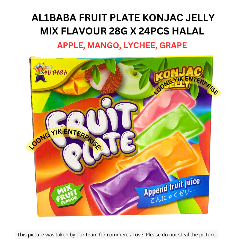 AL1BABA FRUIT PLATE KONJAC JELLY MIX FLAVOUR 28G X 24PCS HALAL