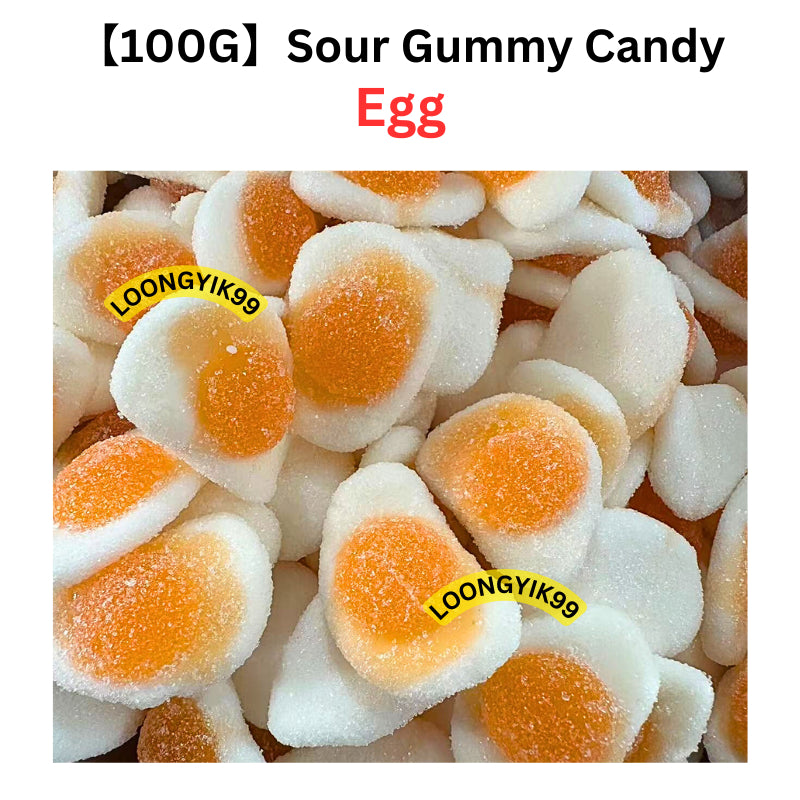 【100G】Halal Gummy Sour Mix Candy viral Sweet Candy Cola Donut Worm Blue Shark Fried Egg Halal