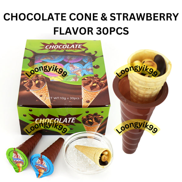 CHOCOLATE CONE & STRAWBERRY FLAVOR 30PCS HALAL