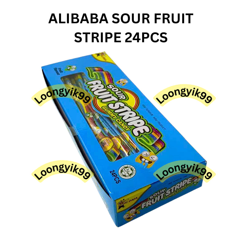 ALIBABA SOUR FRUIT STRIPE 24PCS HALAL SOUR RAINBOW COLA