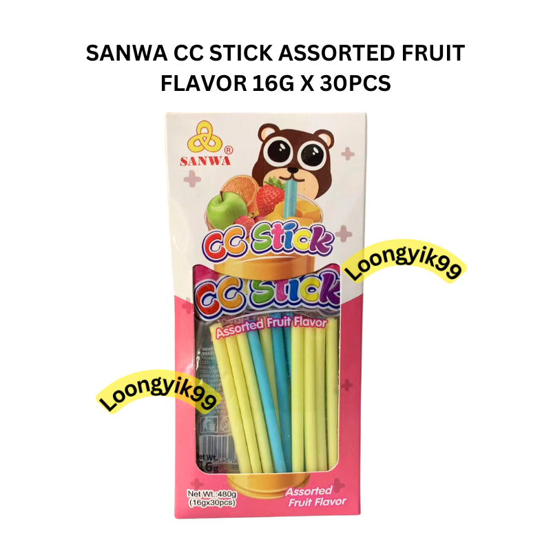 SANWA CC STICK ASSORTED FRUIT FLAVOR 16G X 30PCS HALAL