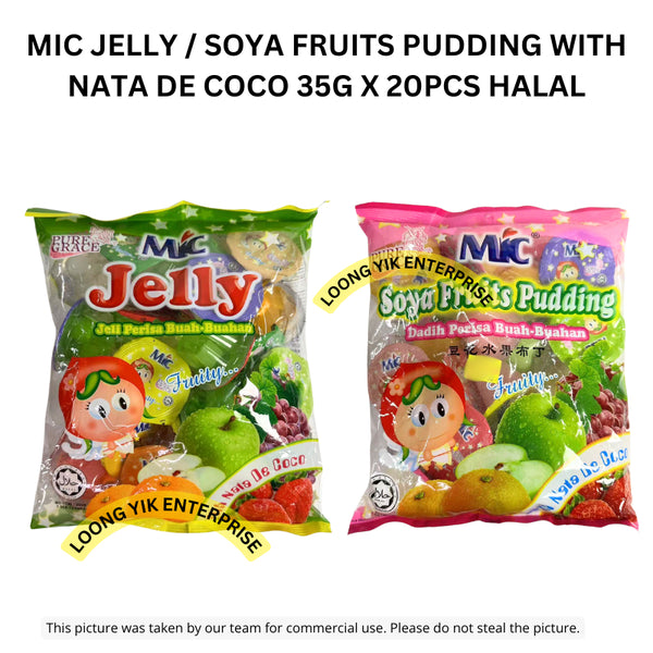 MIC JELLY / SOYA FRUITS PUDDING WITH NATA DE COCO 35G X 20PCS HALAL