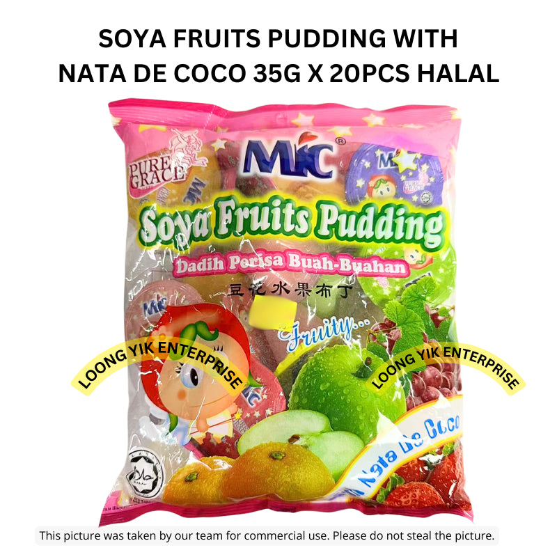 MIC JELLY / SOYA FRUITS PUDDING WITH NATA DE COCO 35G X 20PCS HALAL