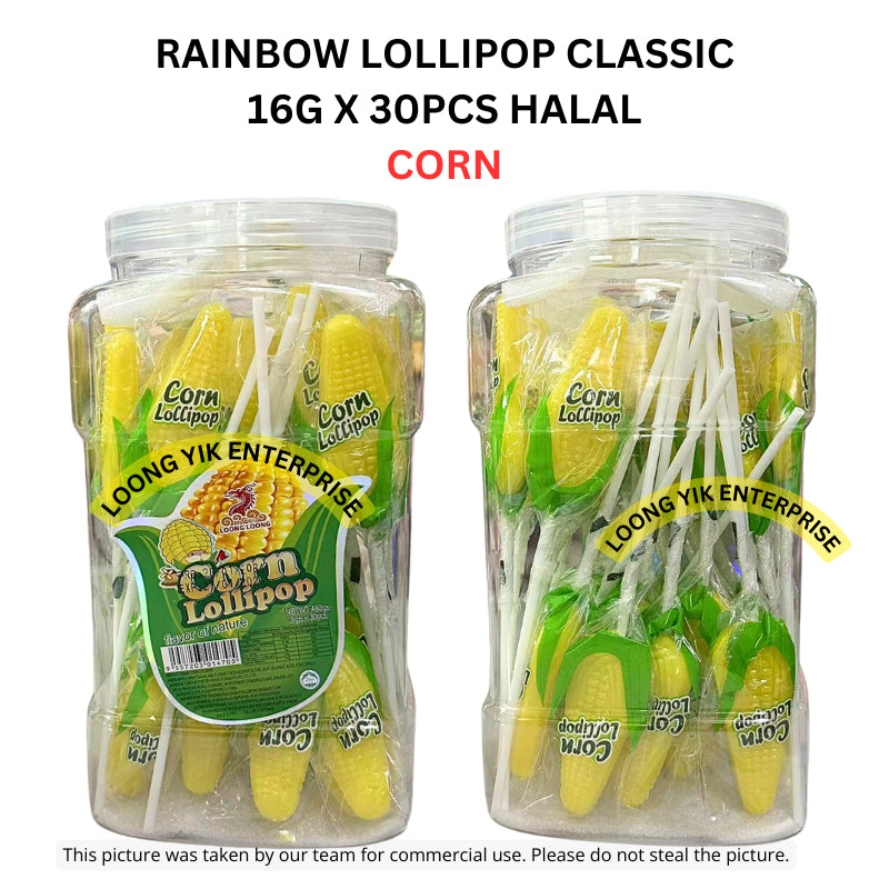 RAINBOW LOLLIPOP CLASSIC 16G X 30PCS HEART/TWISTY/STAR/CORN HALAL