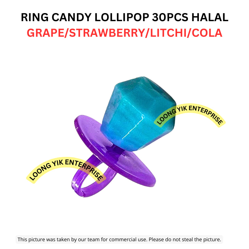 RING CANDY LOLLIPOP 30PCS HALAL GRAPE/STRAWBERRY/LITCHI/COLA