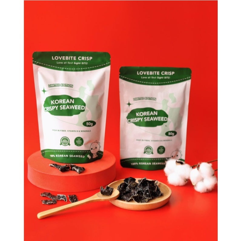 *HALAL* LOVEBITE CRISPY KOREAN SEAWEED loongyik99 SAYUR KERING 1PKT 50G