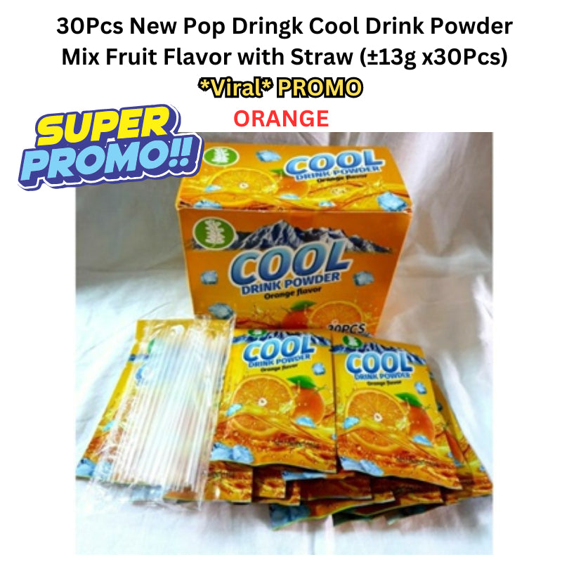 *Halal* PROMO 30Pcs New Pop Dringk Cool Drink Powder Mix Fruit Flavor with Straw (±13g x30Pcs)