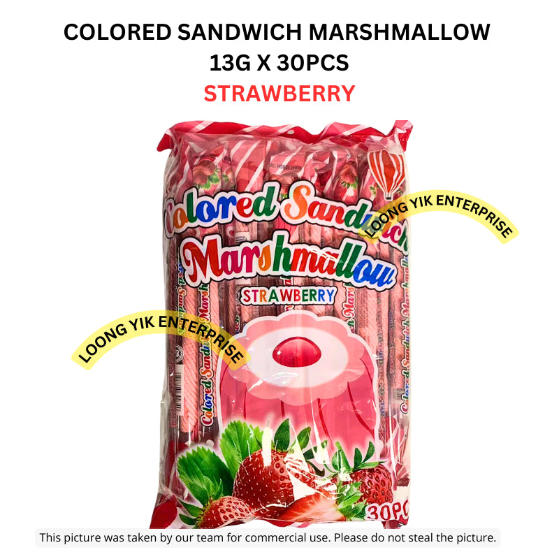 COLORED SANDWICH MARSHMALLOW ORANGE & STRAWBERRY 13G X 30PCS HALAL