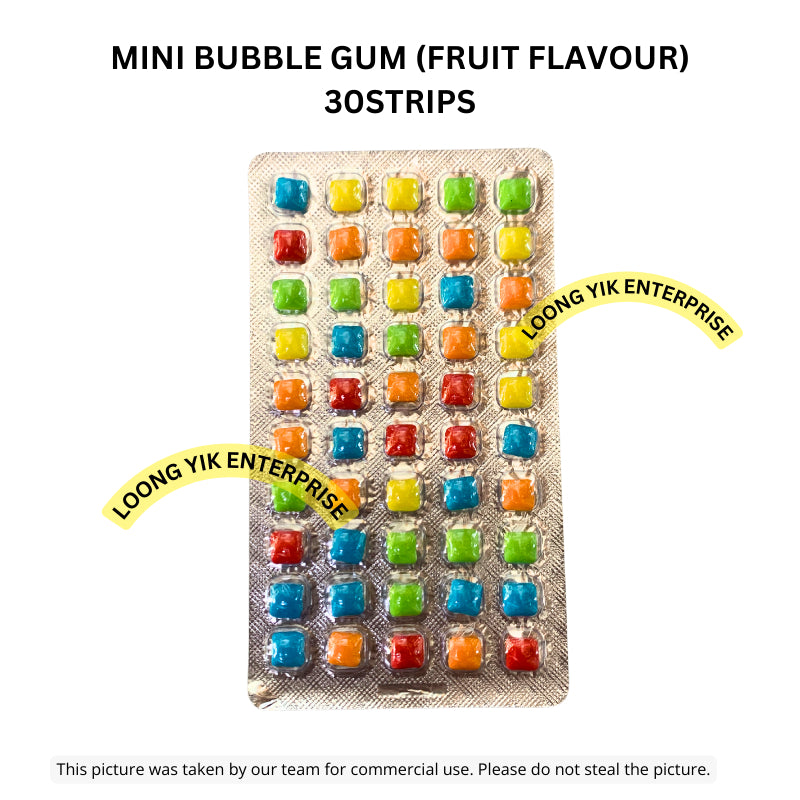 MINI BUBBLE GUM (FRUIT FLAVOUR) 30STRIPS HALAL