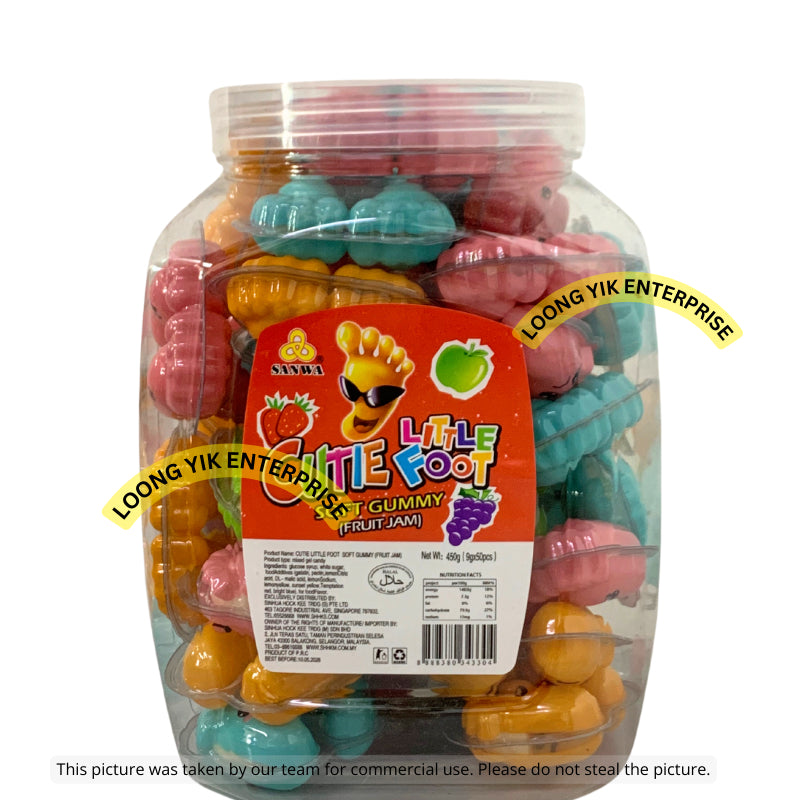 SANWA HEART BEAT / CUTE LITTLE FOOT SOFT GUMMY FRUIT JAM CANDY 9G X 50PCS HALAL