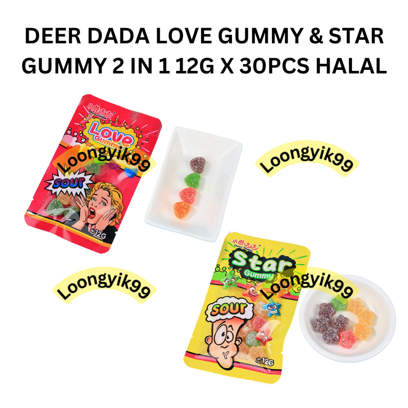 DEER DADA LOVEE GUMMY & STAR GUMMY 2 IN 1 12G X 30PCS HALAL