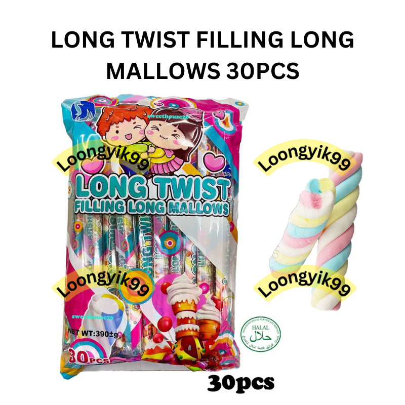 LONG TWIST FILLING LONG MALLOWS 30PCS HALAL