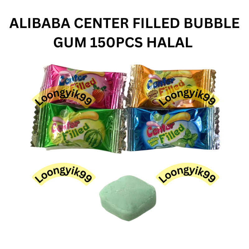 ALIBABA CENTER FILLED BUBBLE GUM 150PCS HALAL FRUITY FLAVOR