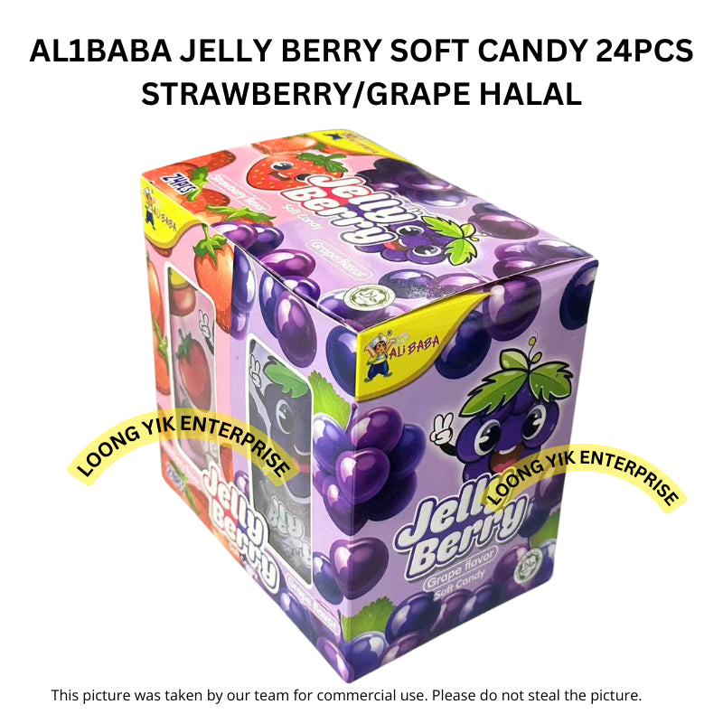 AL1BABA JELLY BERRY SOFT CANDY 24PCS STRAWBERRY/GRAPE HALAL