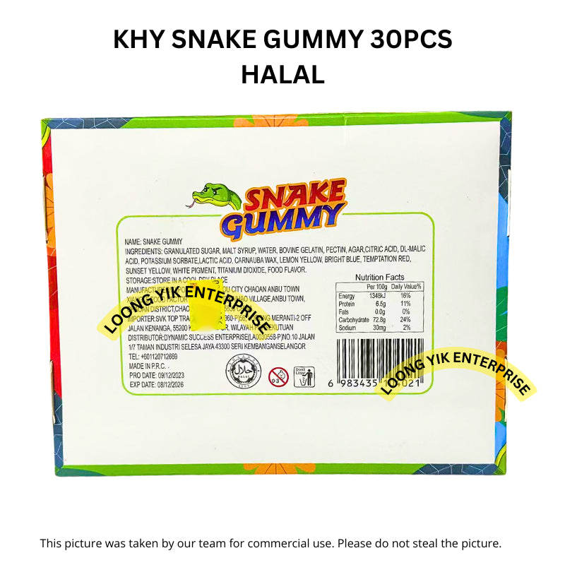 KHY SNAKE GUMMY 30PCS HALAL FRUITY FLAVOUR