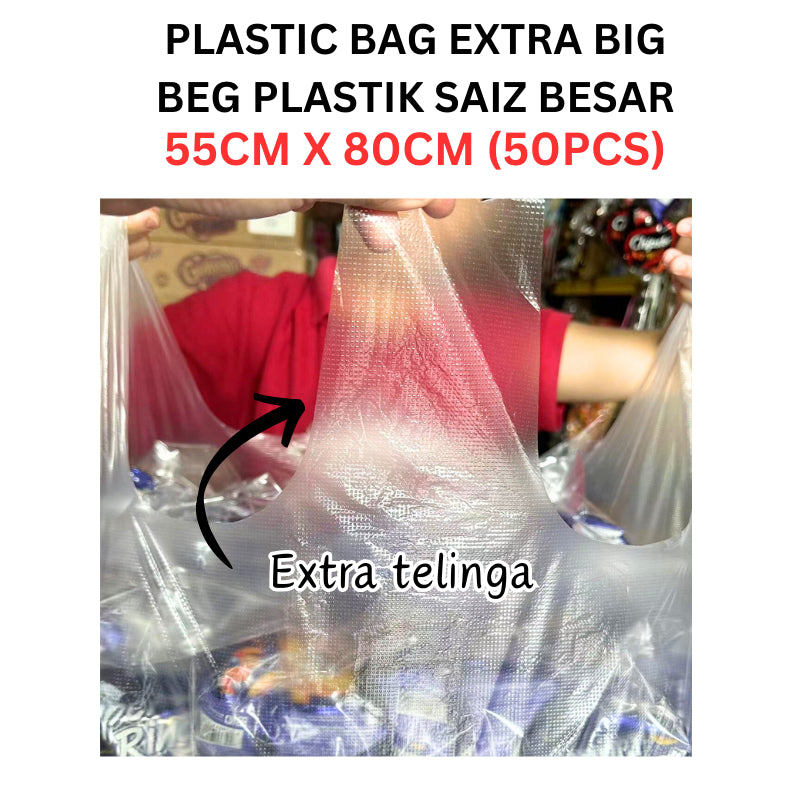 PLASTIC BAG EXTRA BIG 55CM X 80CM (50PCS) PLASTIK BEG BESAR