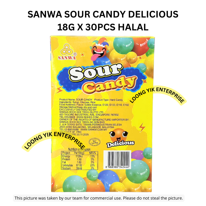 SANWA SOUR CANDY DELICIOUS 18G X 30PCS HALAL