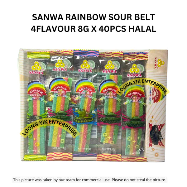 SANWA RAINBOW SOUR BELT 4FLAVOUR 8G X 40PCS HALAL