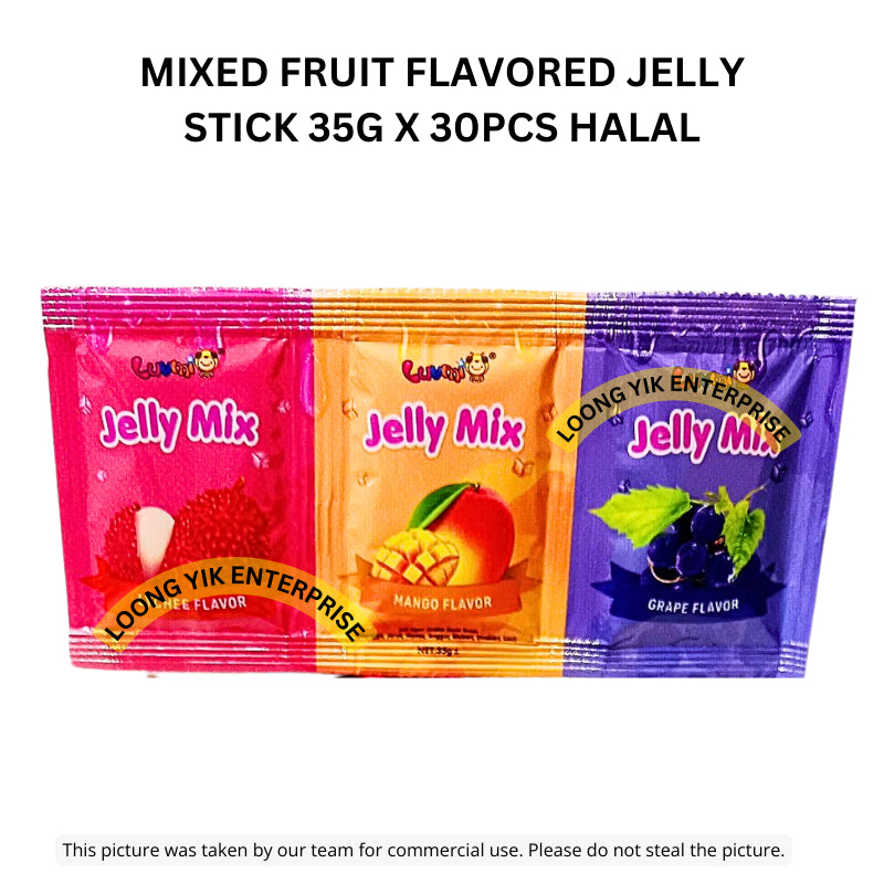 MIXED FRUIT FLAVORED JELLY STICK 35G X 30PCS HALAL