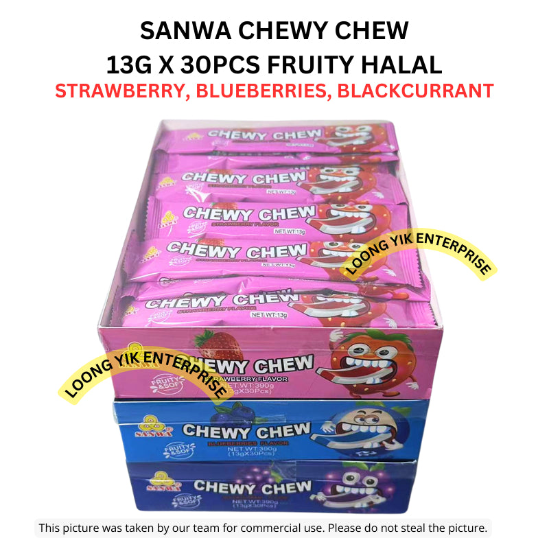 SANWA CHEWY CHEW 13G X 30PCS FRUITY HALAL