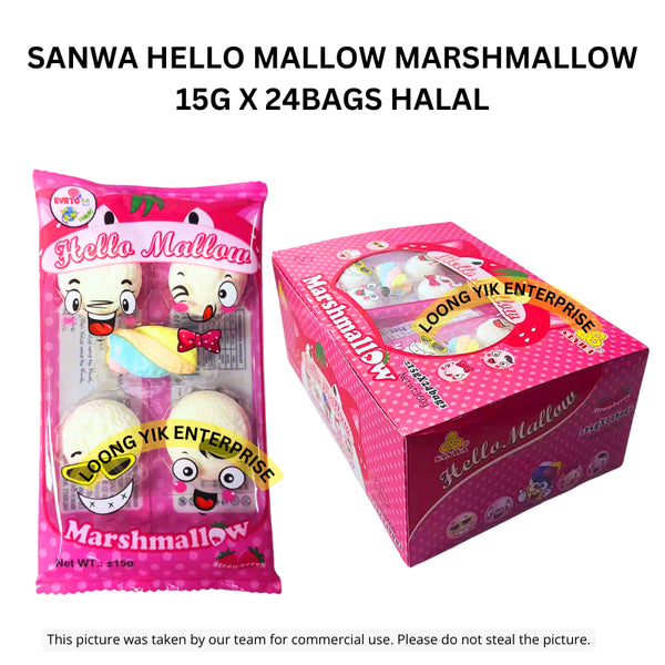 SANWA HELLO MALLOW MARSHMALLOW 15G X 24BAGS HALAL