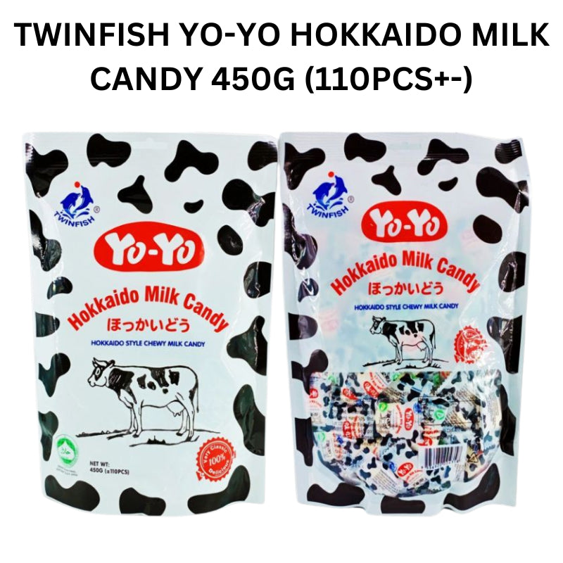 *Halal* 450G TWINFISH YO-YO HOKKAIDO MILK CANDY (110PCS+-)