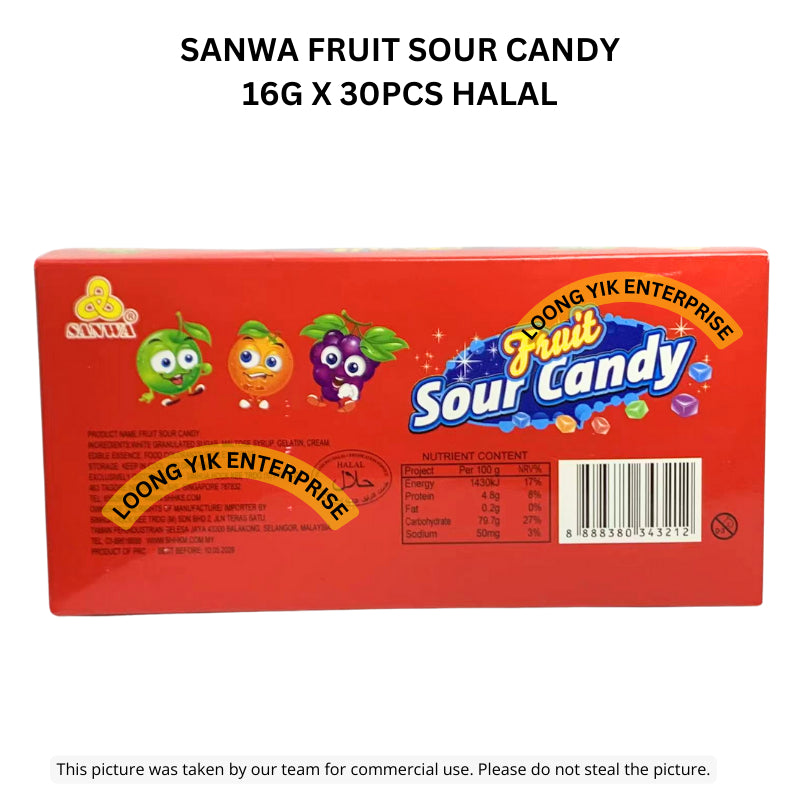 SANWA FRUIT SOUR CANDY 16G X 30PCS HALAL