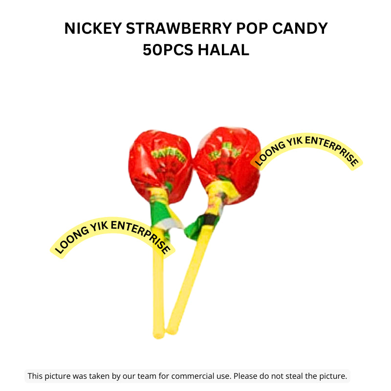 NICKEY STRAWBERRY POP CANDY 50PCS HALAL